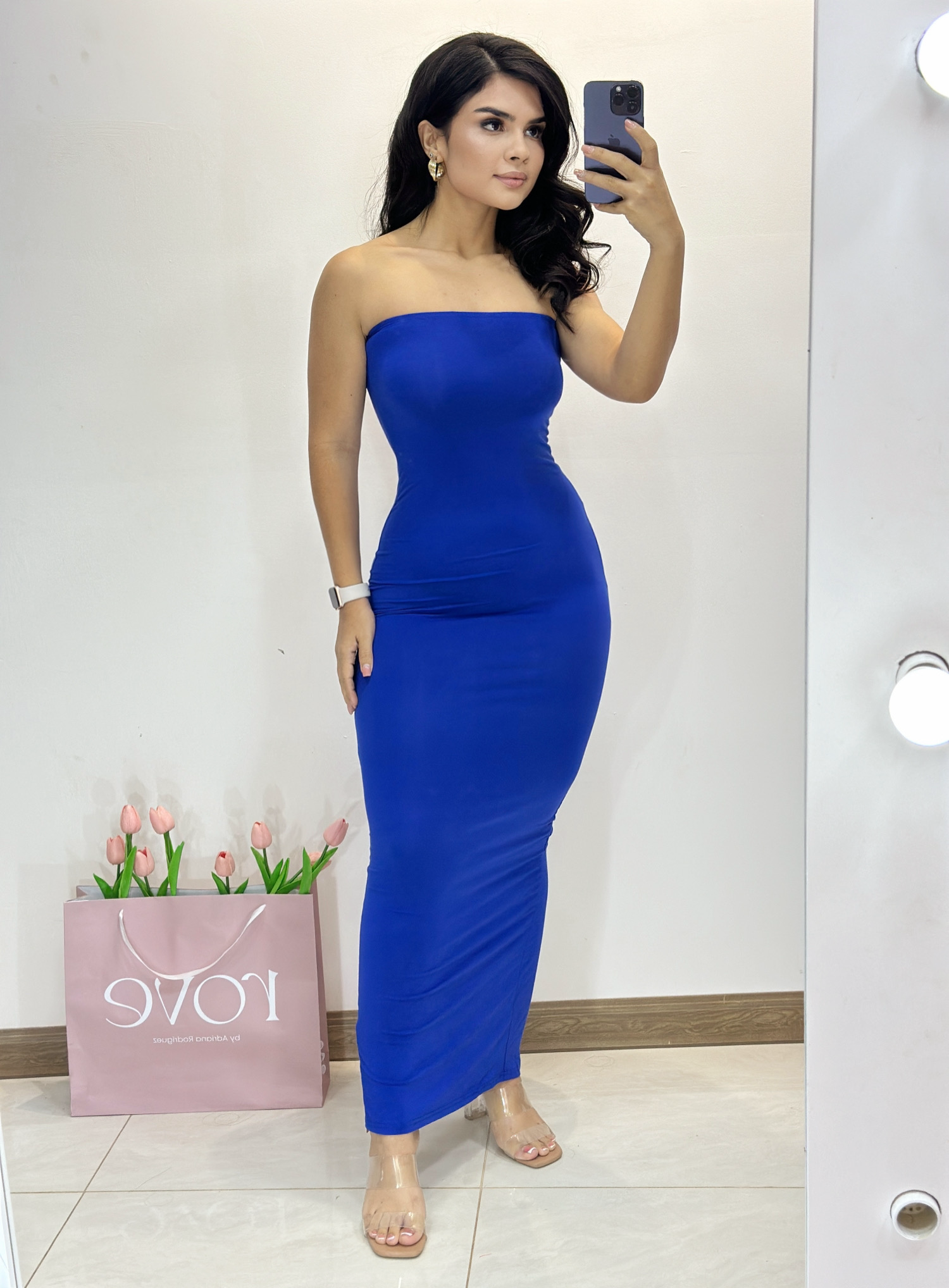 Vestido midi tubo - Azul